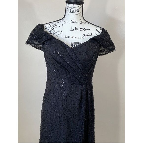 Teri Jon by Rickie Freeman Sequin Mesh Midi-Dress size 12 - Picture 6 of 13